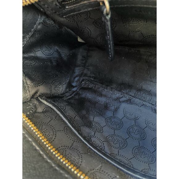 Michael Kors Hamilton Travel Mini Crossbody |  Black Leather | Gold Chain Accent - Picture 14 of 16